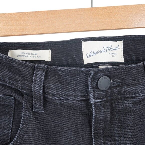NWT Universal Thread Womens High Rise Flare Jeans Black Denim Size 14 Short Peti - Picture 3 of 6